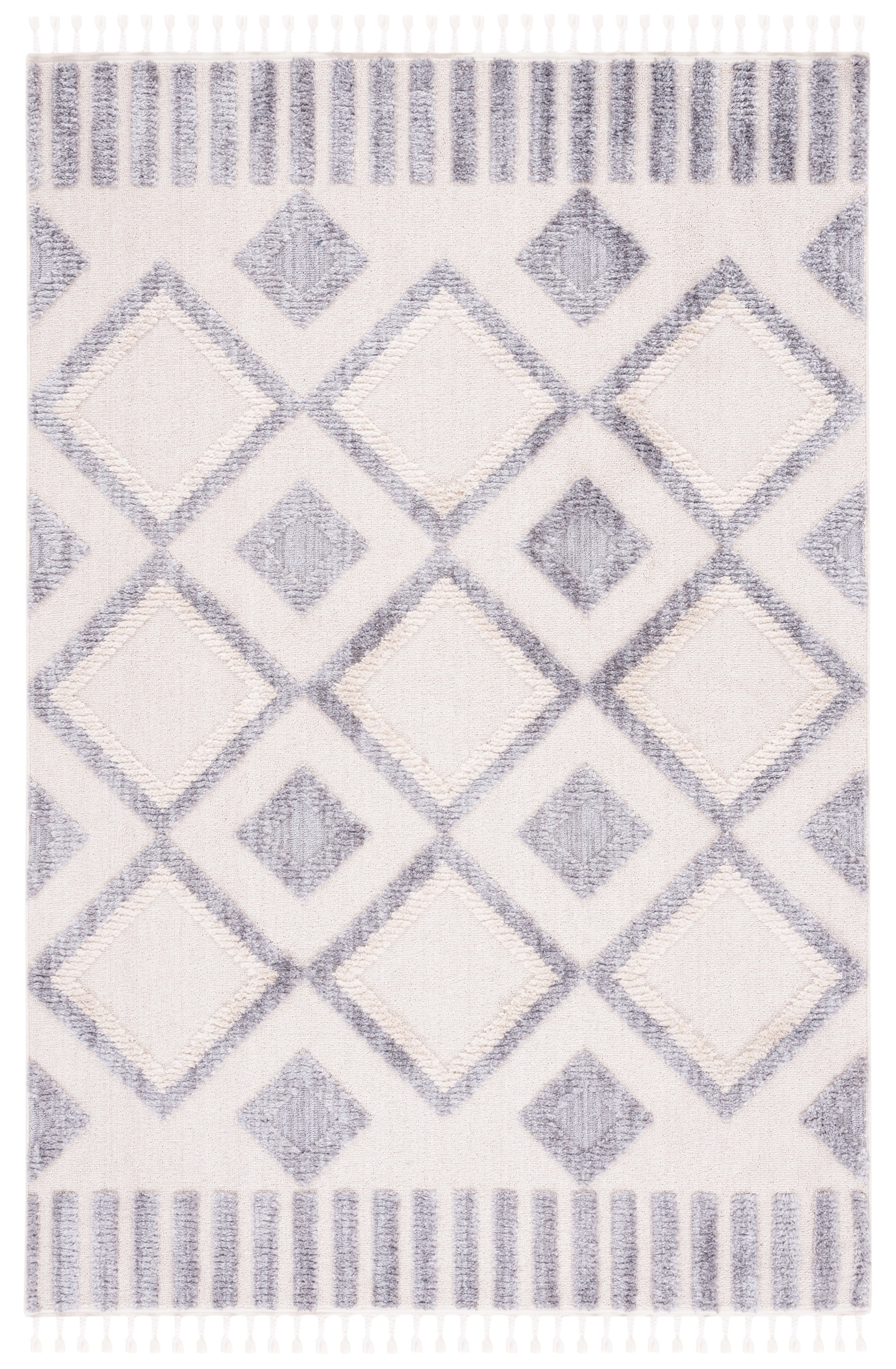 Ivory and Grey Hand-knotted Wool Area Rug, 9' x 12'