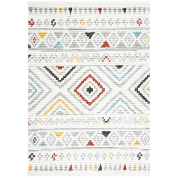 SAFAVIEH Marrakesh Gale Southwestern Polyester Area Rug, Ivory/Grey, 8' x 10'