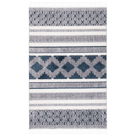 SAFAVIEH Marrakesh Georgiana Southwestern Polyester Area Rug, Ivory/Blue, 3' x 5'