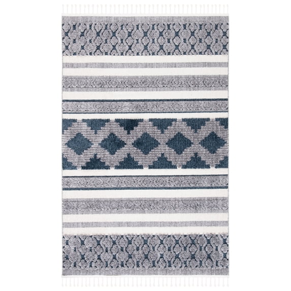 SAFAVIEH Marrakesh Georgiana Southwestern Polyester Area Rug, Ivory/Blue, 4' x 6'