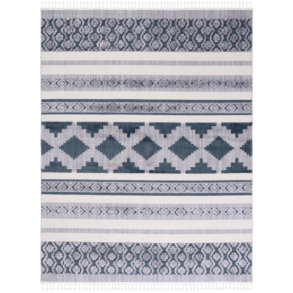 SAFAVIEH Marrakesh Georgiana Southwestern Polyester Area Rug, Ivory/Blue, 9' x 12'