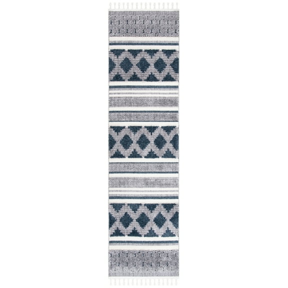 SAFAVIEH Marrakesh Georgiana Southwestern Polyester Runner Rug, Ivory/Blue, 2'2" x 6'