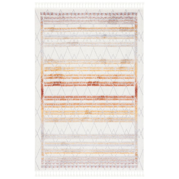 SAFAVIEH Marrakesh Glanville Geometric Polyester Area Rug, Grey/Multi, 4' x 6'