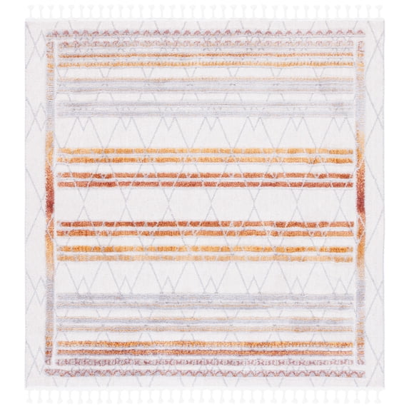 SAFAVIEH Marrakesh Glanville Geometric Polyester Area Rug, Grey/Multi, 6'7" x 6'7" Square