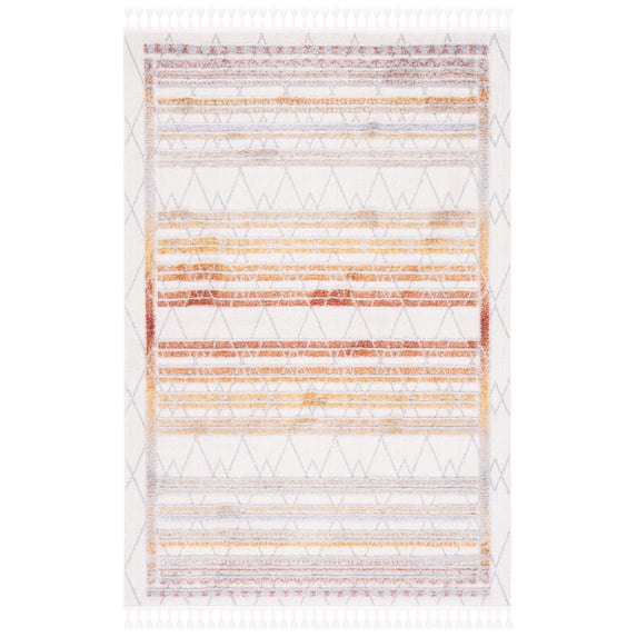 SAFAVIEH Marrakesh Glanville Geometric Polyester Area Rug, Grey/Multi, 9' x 12'