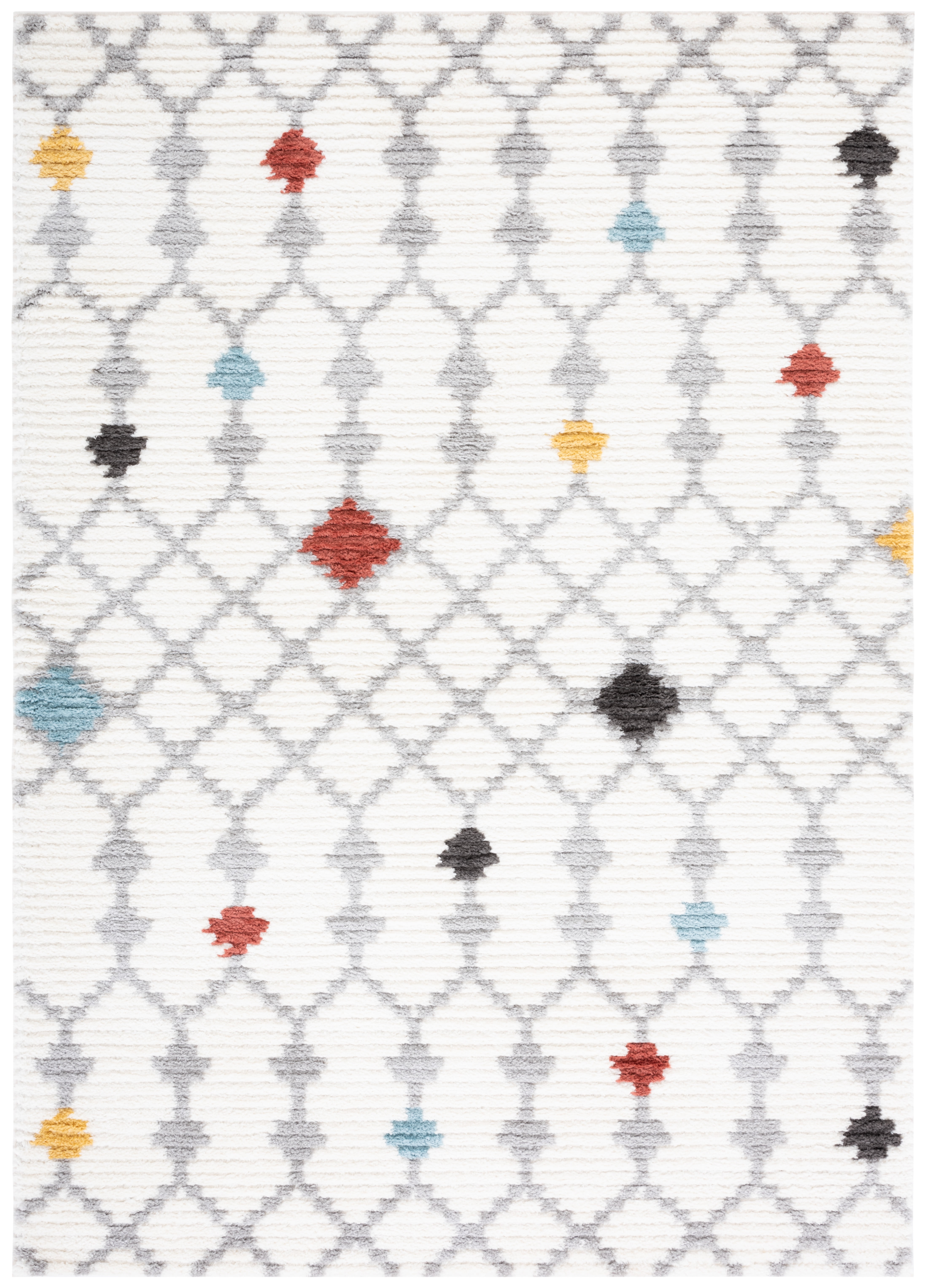 Ivory and Gray Hand-Knotted Synthetic Rectangular Rug
