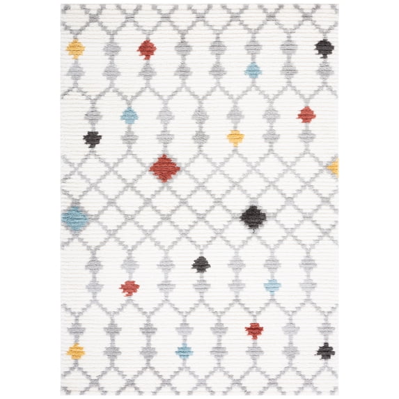 SAFAVIEH Marrakesh Hallam Geometric Polyester Area Rug, Ivory/Grey, 5'5" x 7'7"