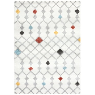 SAFAVIEH Marrakesh Hallam Geometric Polyester Area Rug, Ivory/Grey, 8' x 10'