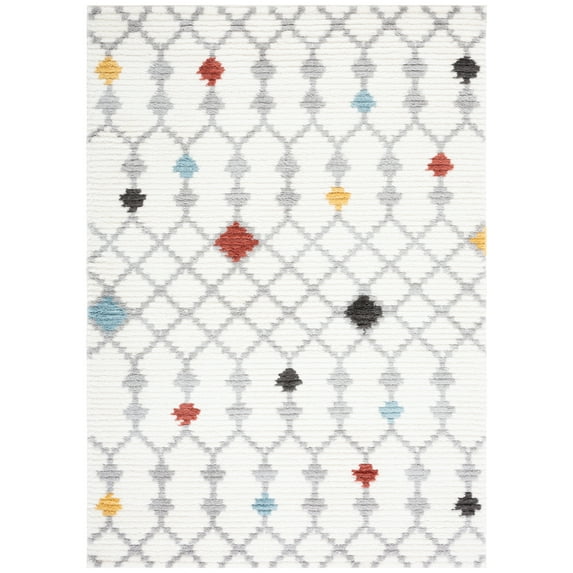 SAFAVIEH Marrakesh Hallam Geometric Polyester Area Rug, Ivory/Grey, 9' x 12'
