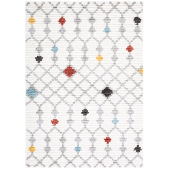 SAFAVIEH Marrakesh Hallam Geometric Polyester Area Rug, Ivory/Grey, 9' x 12'