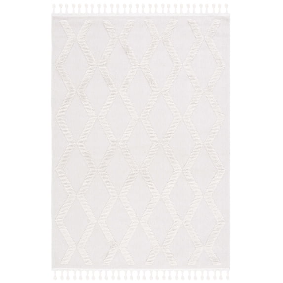 SAFAVIEH Marrakesh Ian Diamond Polyester Area Rug, Ivory/Ivory, 4' x 6'