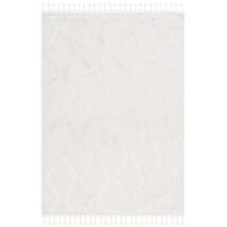 SAFAVIEH Marrakesh Ian Diamond Polyester Area Rug, Ivory/Ivory, 8' x 10'