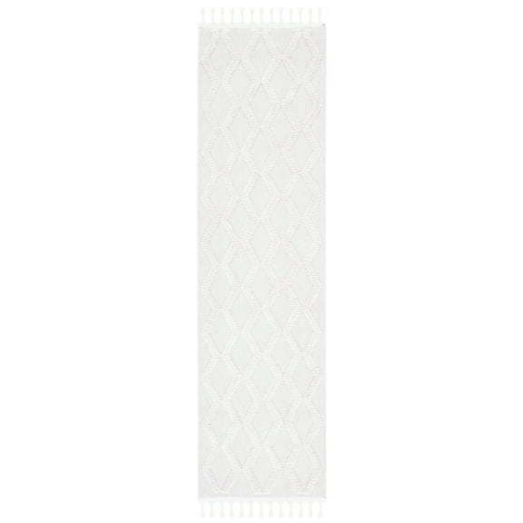 SAFAVIEH Marrakesh Ian Diamond Polyester Runner Rug, Ivory/Ivory, 2'2" x 8'