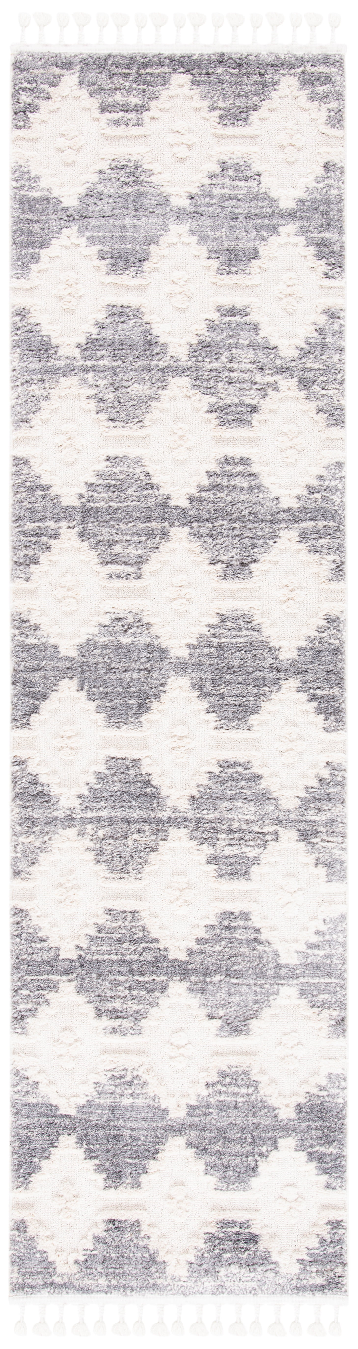 Ivory and Multi Wool Synthetic Hand-knotted Runner Rug, 2'2"x6'
