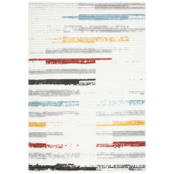 SAFAVIEH Marrakesh Jerri Striped Polyester Area Rug, Ivory/Grey, 8' x 10'