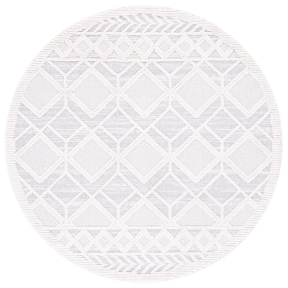 SAFAVIEH Marrakesh Jessika Diamond Polyester Area Rug, Beige/Grey, 6'7" x 6'7" Round