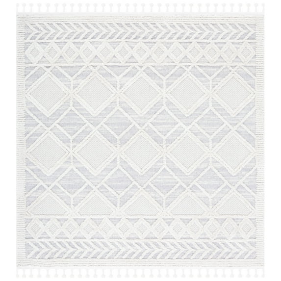 SAFAVIEH Marrakesh Jessika Diamond Polyester Area Rug, Beige/Grey, 6'7" x 6'7" Square