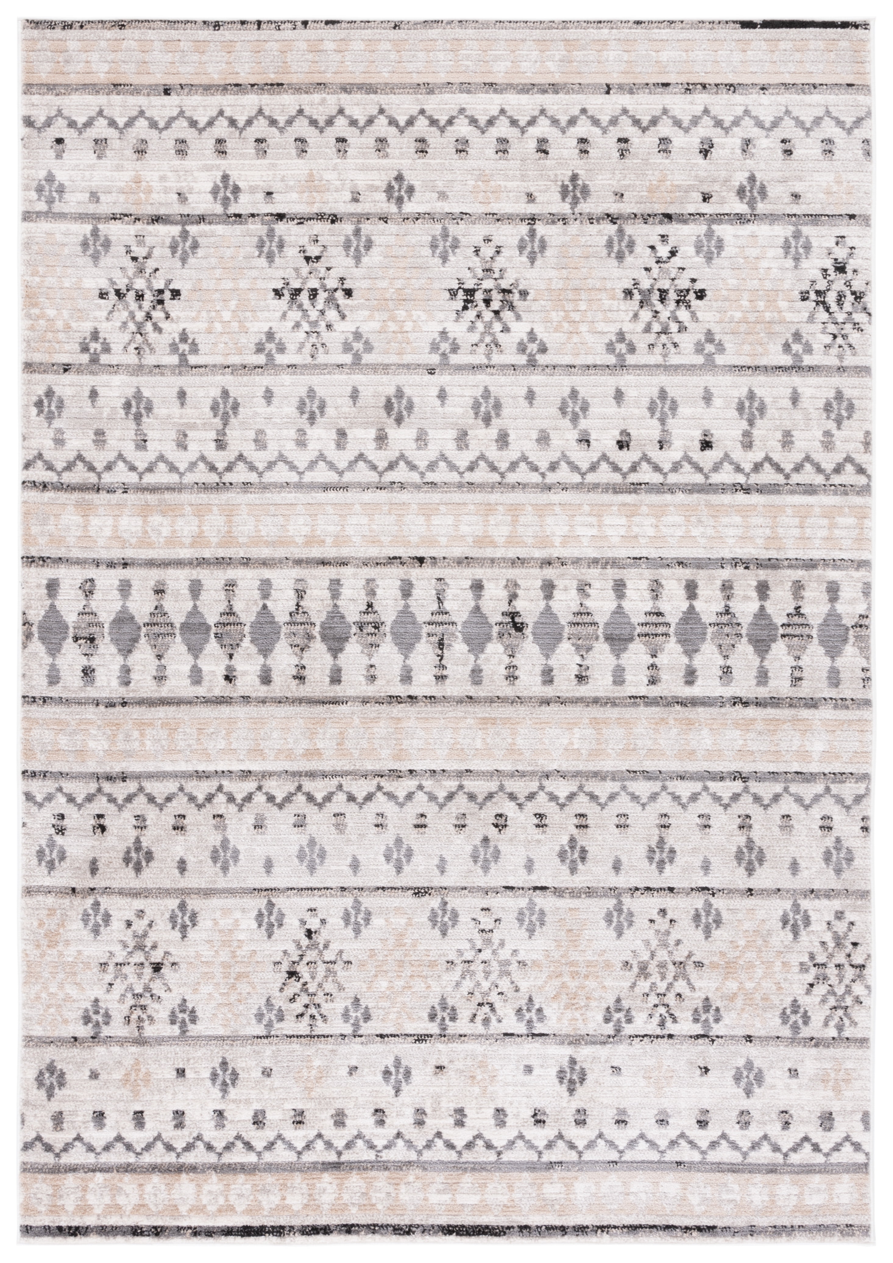 Marrakesh Beige and Gray Medallion Synthetic Area Rug