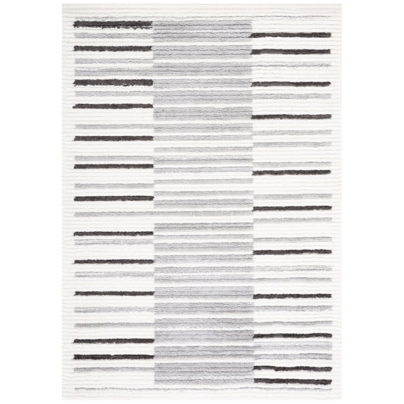 SAFAVIEH Marrakesh Jytte Striped Polyester Area Rug, Ivory/Grey, 8' x 10'