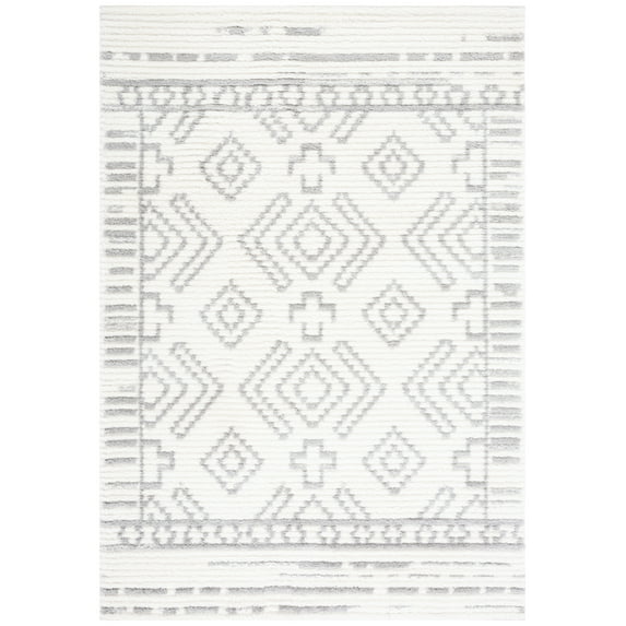 SAFAVIEH Marrakesh Kenrick Medallion Polyester Area Rug, Ivory/Grey, 4'5" x 6'5"