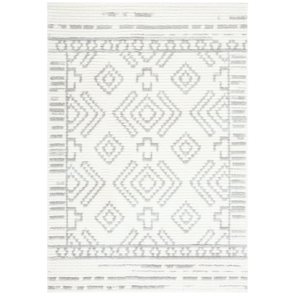 SAFAVIEH Marrakesh Kenrick Medallion Polyester Area Rug, Ivory/Grey, 8' x 10'