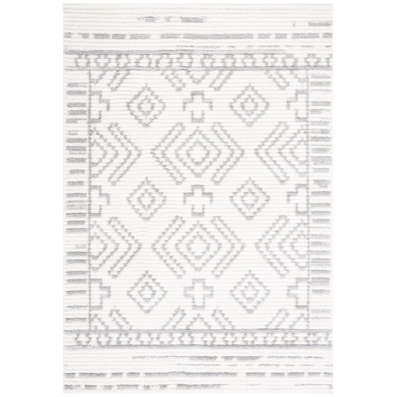 SAFAVIEH Marrakesh Kenrick Medallion Polyester Area Rug, Ivory/Grey, 9' x 12'
