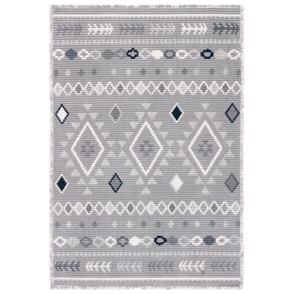 SAFAVIEH Marrakesh Lemoine Southwestern Polyester Area Rug, Grey/Light Grey, 8' x 10'