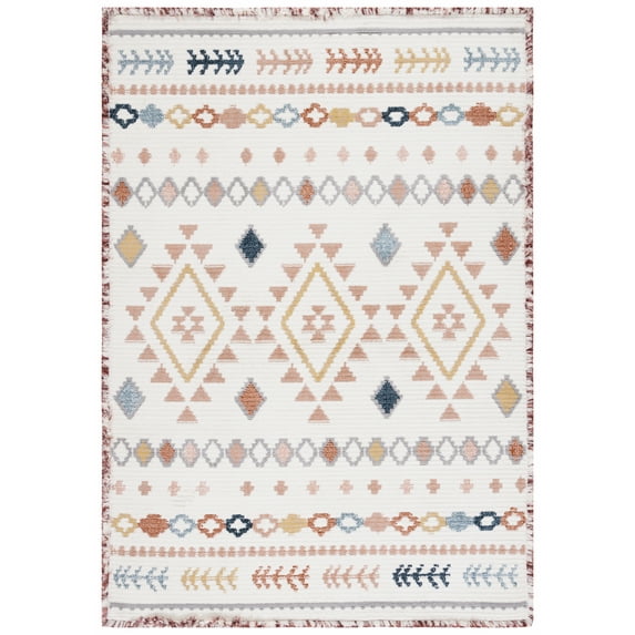 SAFAVIEH Marrakesh Lemoine Southwestern Polyester Area Rug, Ivory/Multi, 9' x 12'