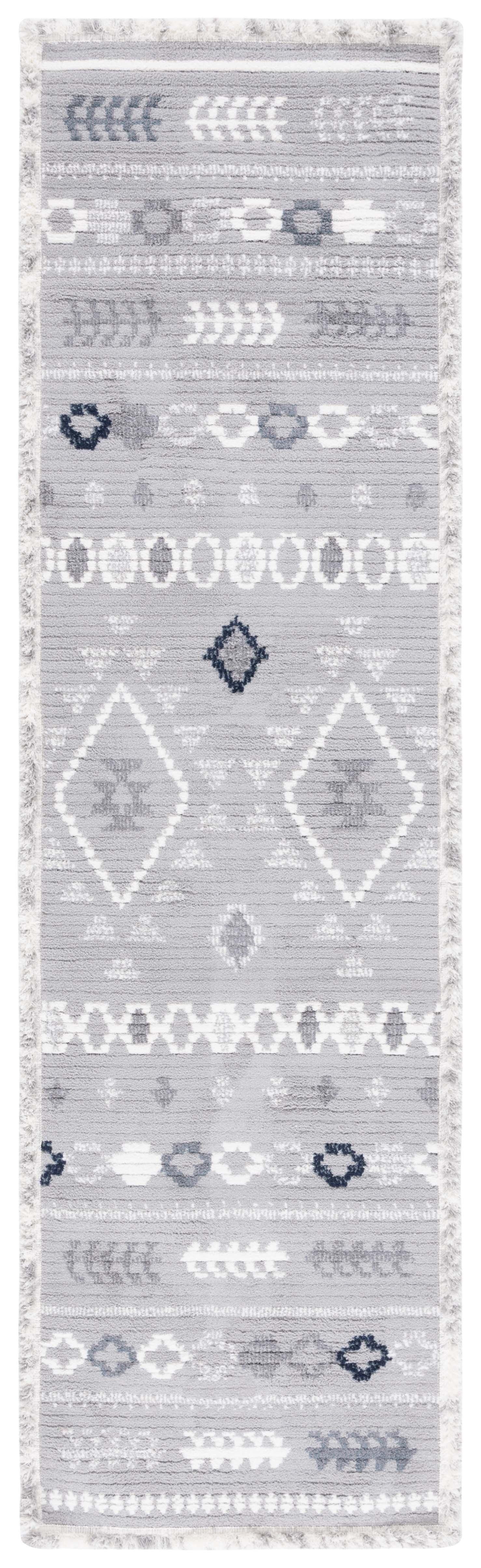 Marrakesh Gray and Light Gray Synthetic Runner Rug