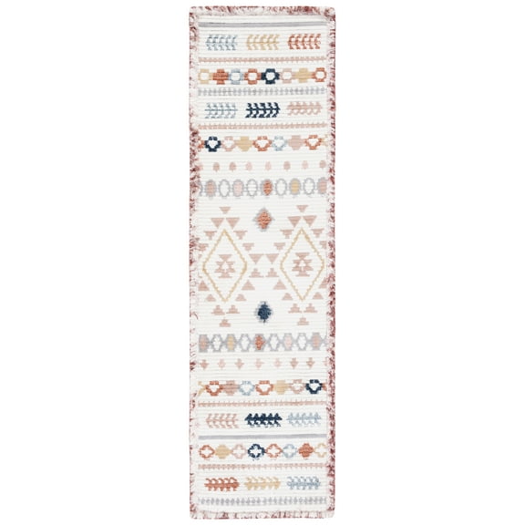 SAFAVIEH Marrakesh Lemoine Southwestern Polyester Runner Rug, Ivory/Multi, 2'2" x 8'