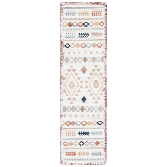 SAFAVIEH Marrakesh Lemoine Southwestern Polyester Runner Rug, Ivory/Multi, 2'2" x 8'