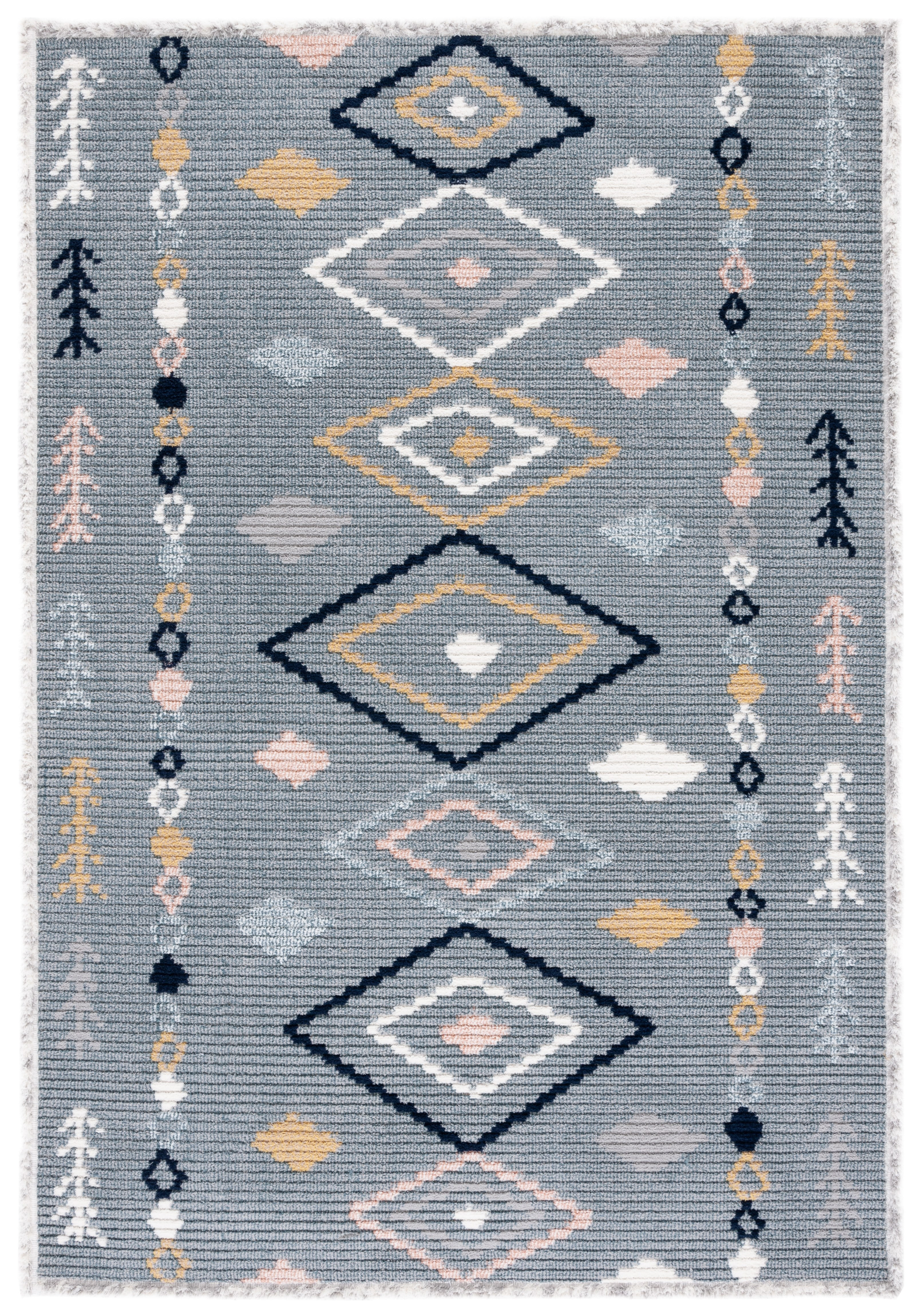 Marrakesh Grey and Multicolor Geometric 4' x 6' Wool Area Rug
