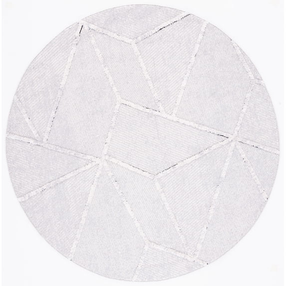 SAFAVIEH Marrakesh Maxwell Geometric Polyester Area Rug, Grey/Ivory, 6'7" x 6'7" Round