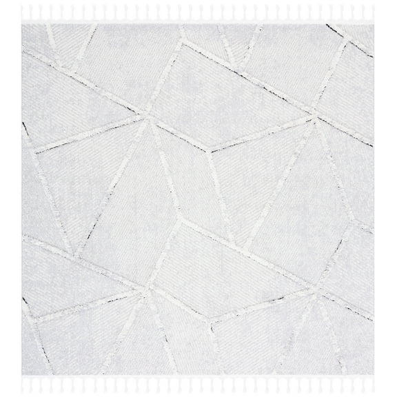SAFAVIEH Marrakesh Maxwell Geometric Polyester Area Rug, Grey/Ivory, 6'7" x 6'7" Square
