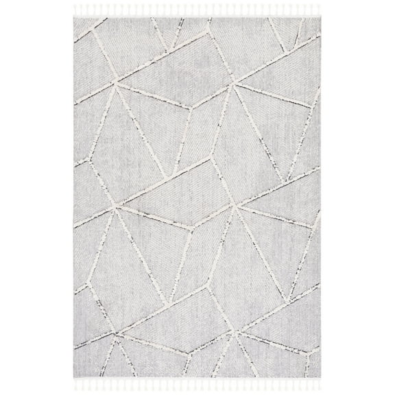 SAFAVIEH Marrakesh Maxwell Geometric Polyester Area Rug, Grey/Ivory, 8' x 10'
