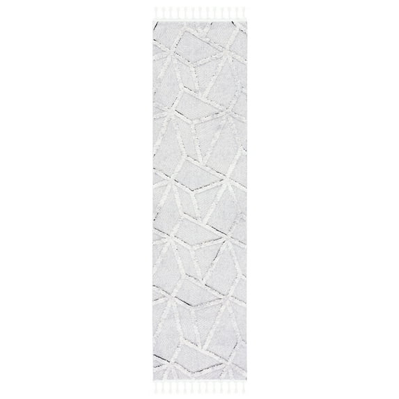 SAFAVIEH Marrakesh Maxwell Geometric Polyester Runner Rug, Grey/Ivory, 2'2" x 8'
