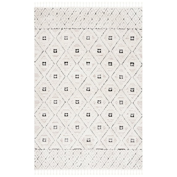 SAFAVIEH Marrakesh Mortimer Diamond Polyester Area Rug, Ivory/Grey, 5'3" x 7'6"