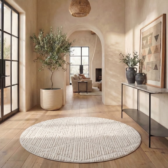 Safavieh Marrakesh Naila Geometric Polyester Area Rug, Beige, 10' x 10' Round