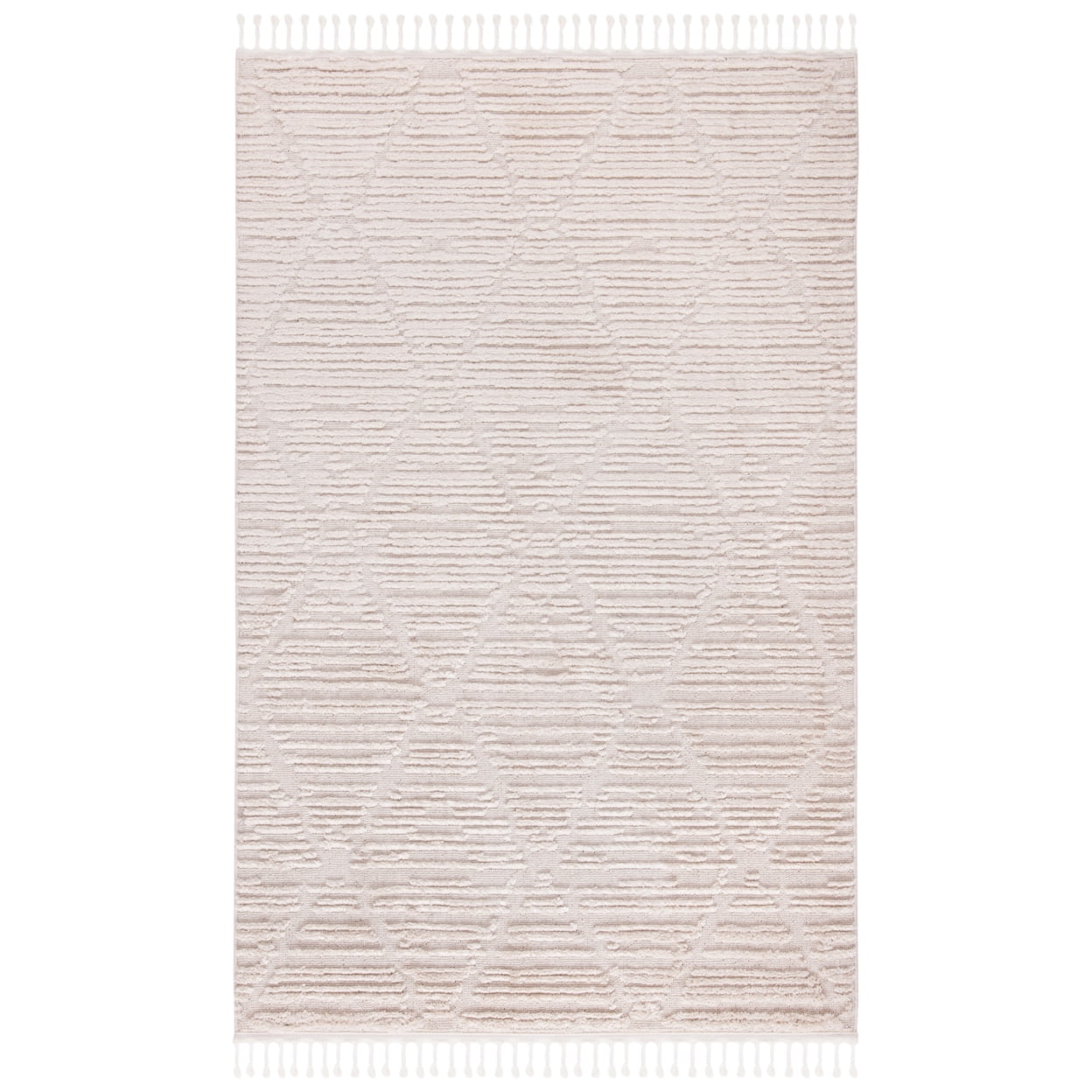 Beige Diamond Pattern Hand-Knotted Synthetic 4' x 6' Rug