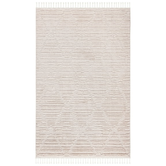 SAFAVIEH Marrakesh Naila Geometric Trellis Polyester Area Rug, Beige, 4' x 6'