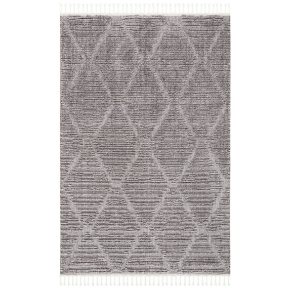SAFAVIEH Marrakesh Naila Geometric Trellis Polyester Area Rug, Grey, 4' x 6'