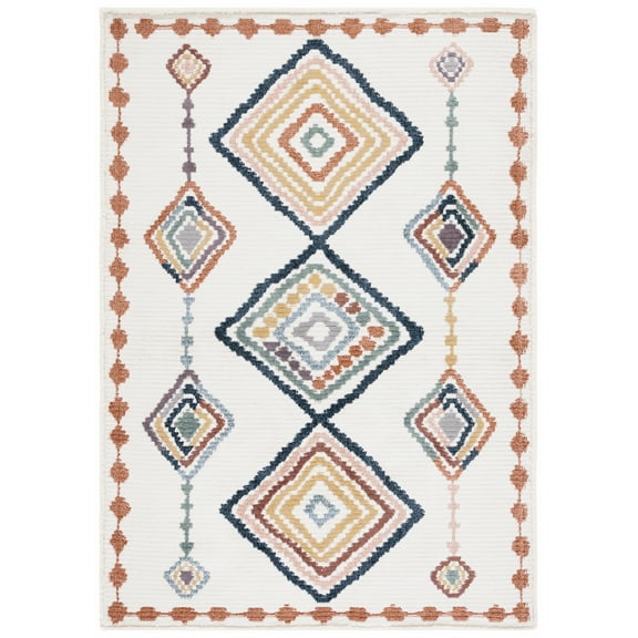 SAFAVIEH Marrakesh Naomi Southwestern Polyester Area Rug, Ivory/Multi, 4' x 6'