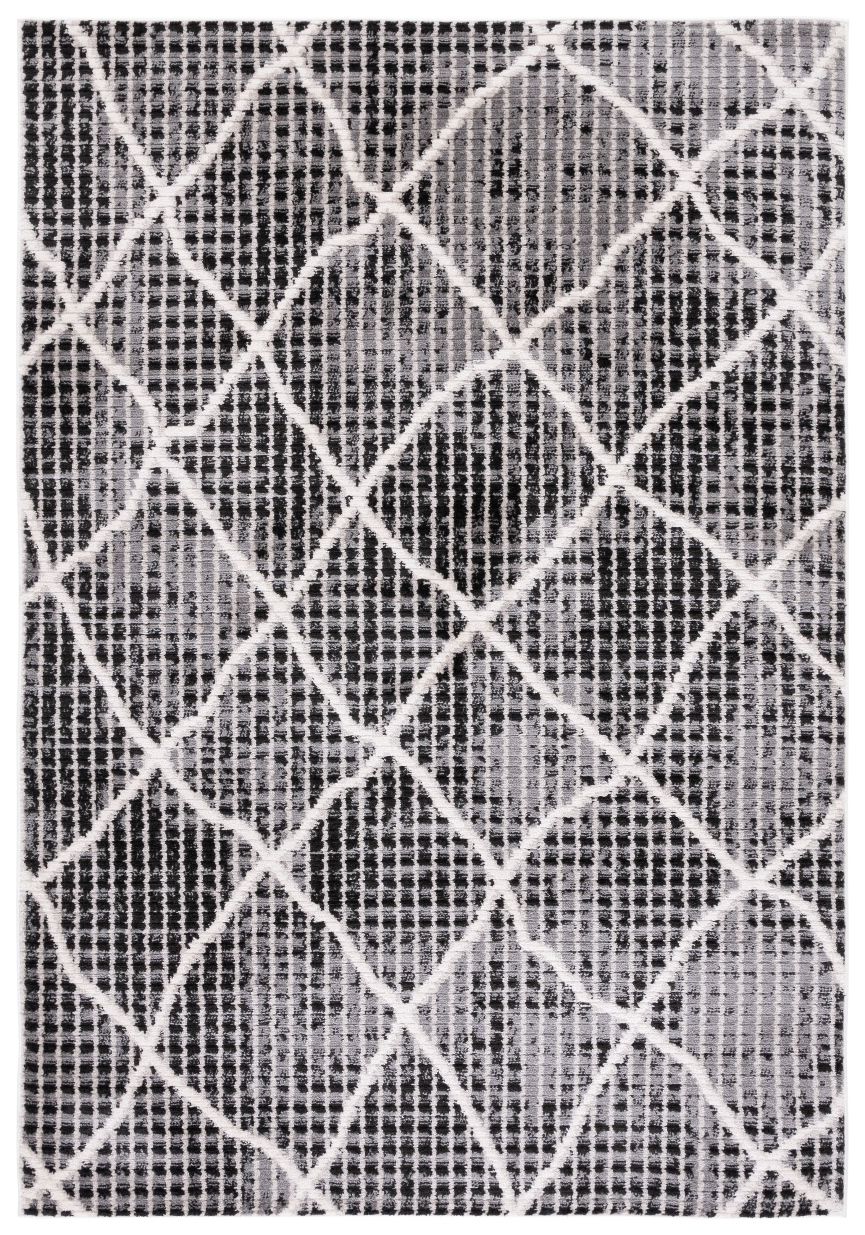 SAFAVIEH Marrakesh Nellie Geometric Polyester Area Rug, Charcoal/Ivory, 5'3" x 7'7"