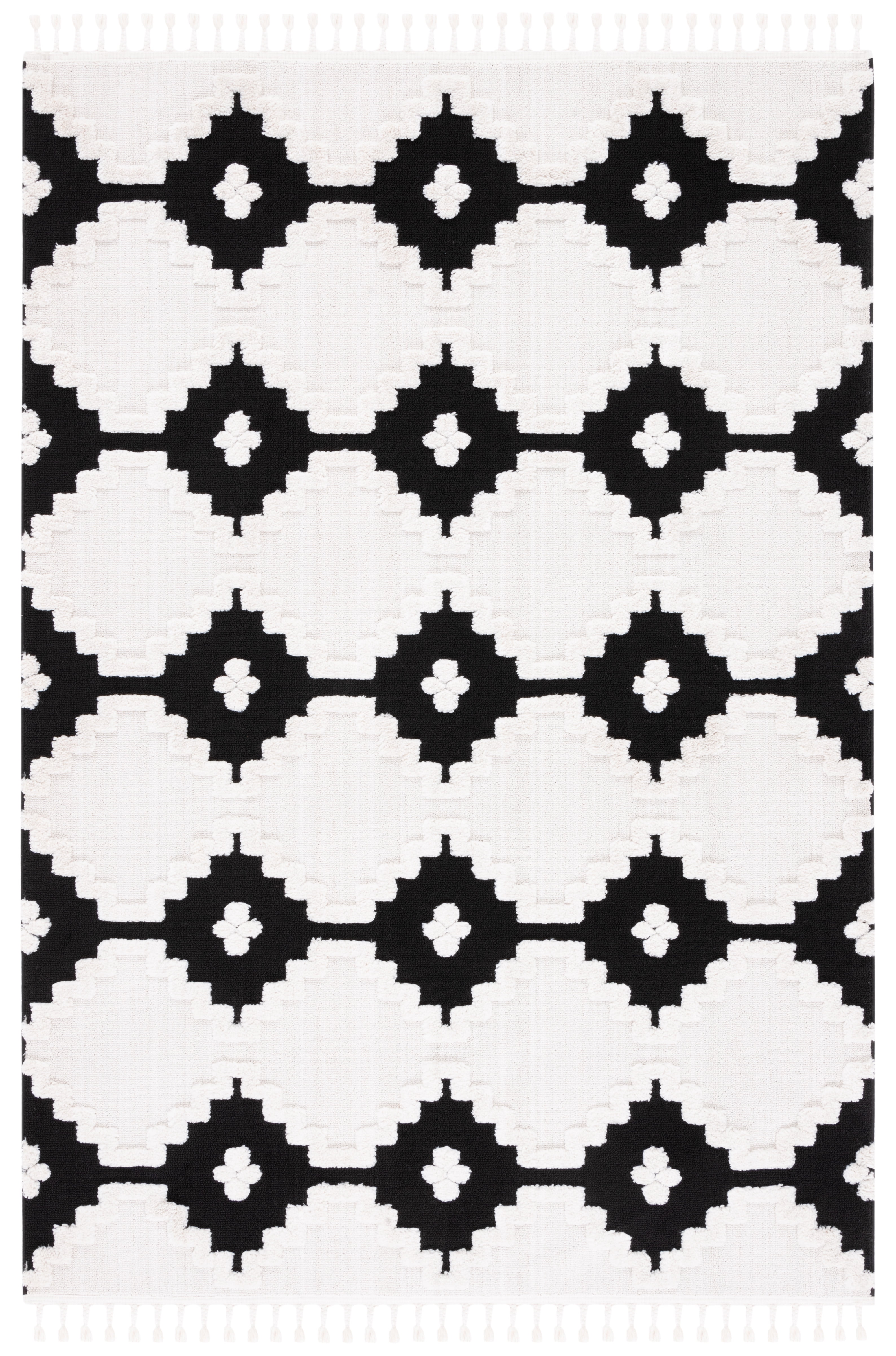 Ivory and Anthracite Hand-Knotted Moroccan Wool Area Rug