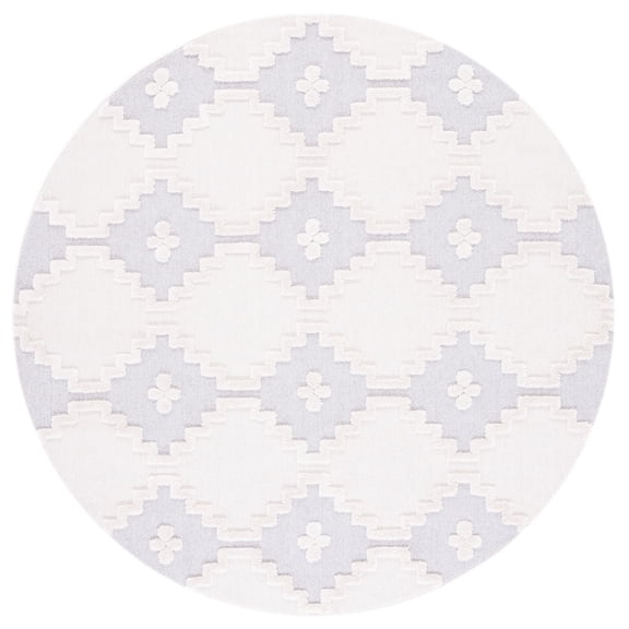 SAFAVIEH Marrakesh Raphael Medallion Polyester Area Rug, Ivory/Grey, 6'7" x 6'7" Round