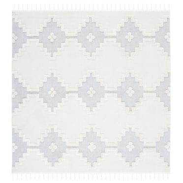 SAFAVIEH Marrakesh Raphael Medallion Polyester Area Rug, Ivory/Grey, 6'7" x 6'7" Square