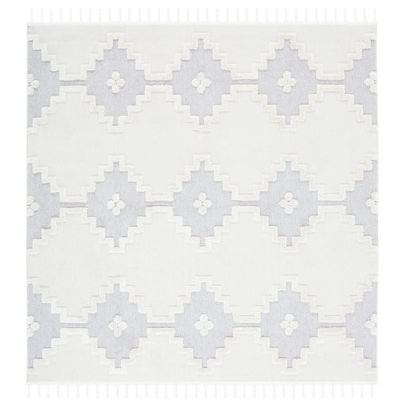 SAFAVIEH Marrakesh Raphael Medallion Polyester Area Rug, Ivory/Grey, 6'7" x 6'7" Square