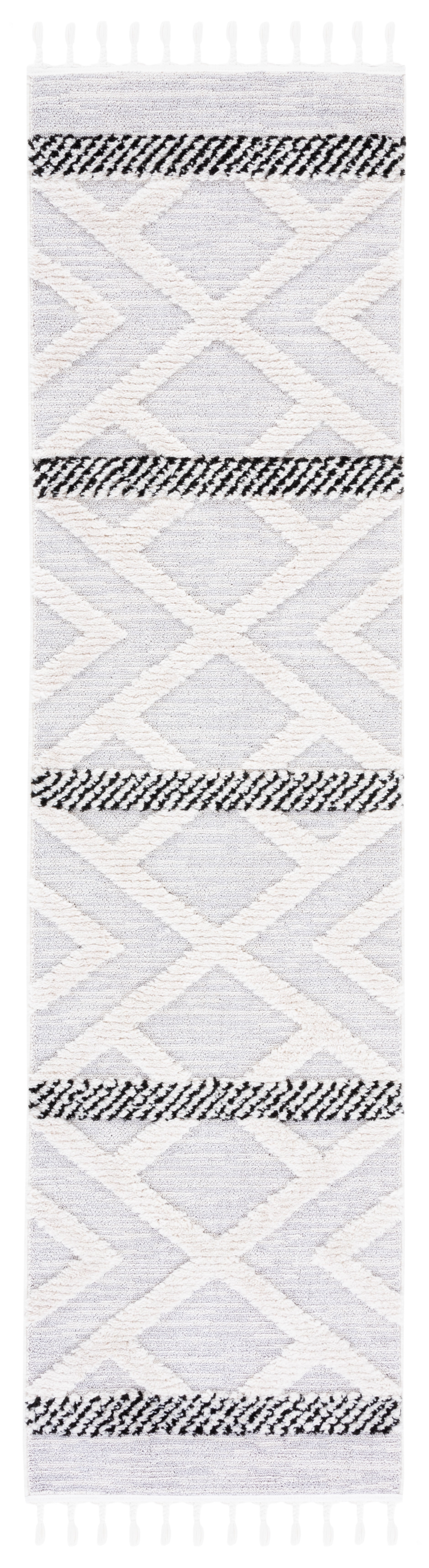 Marrakesh Gray and Ivory Wool Runner Rug