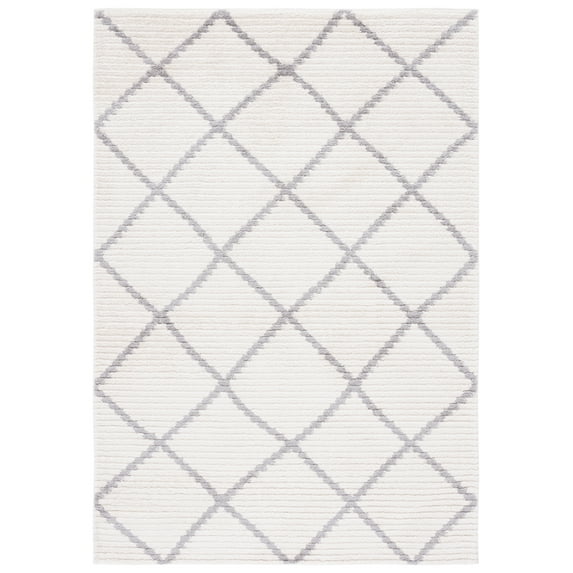 SAFAVIEH Marrakesh Windsor Diamond Polyester Area Rug, Beige/Grey, 4' x 6'