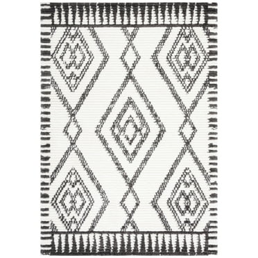 SAFAVIEH Marrakesh Xzavier Diamond Polyester Area Rug, Ivory/Dark Grey, 8' x 10'